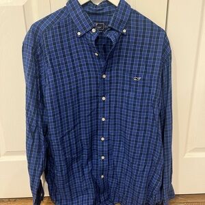 Vineyard Vines Men's Blue Checkered Shirt